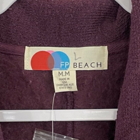 Free People Beach Bellevue Pullover Tunic Top Mixed Material Fleece Purple NWT - Picture 10 of 16